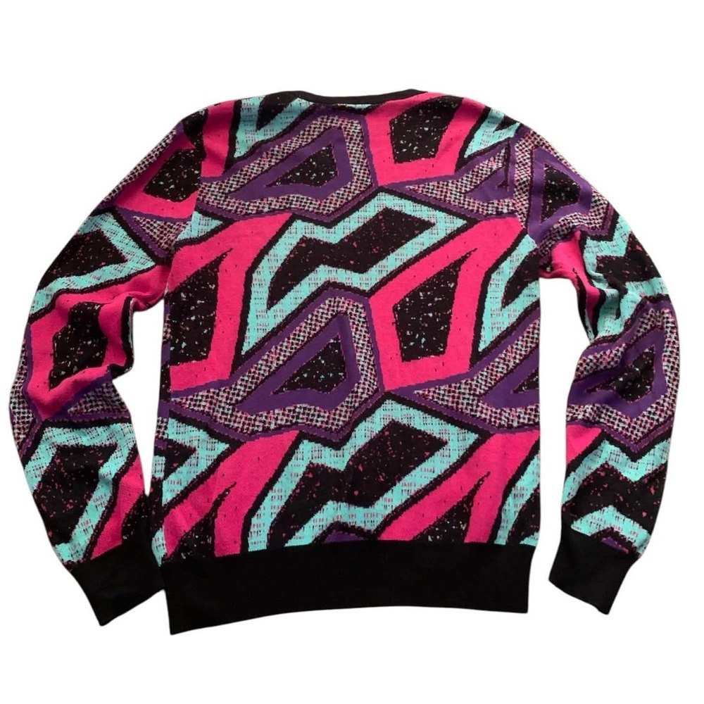 Super Massive Sweater M Multicolor Geometric Knit Retro 90s 80s 100% cotton